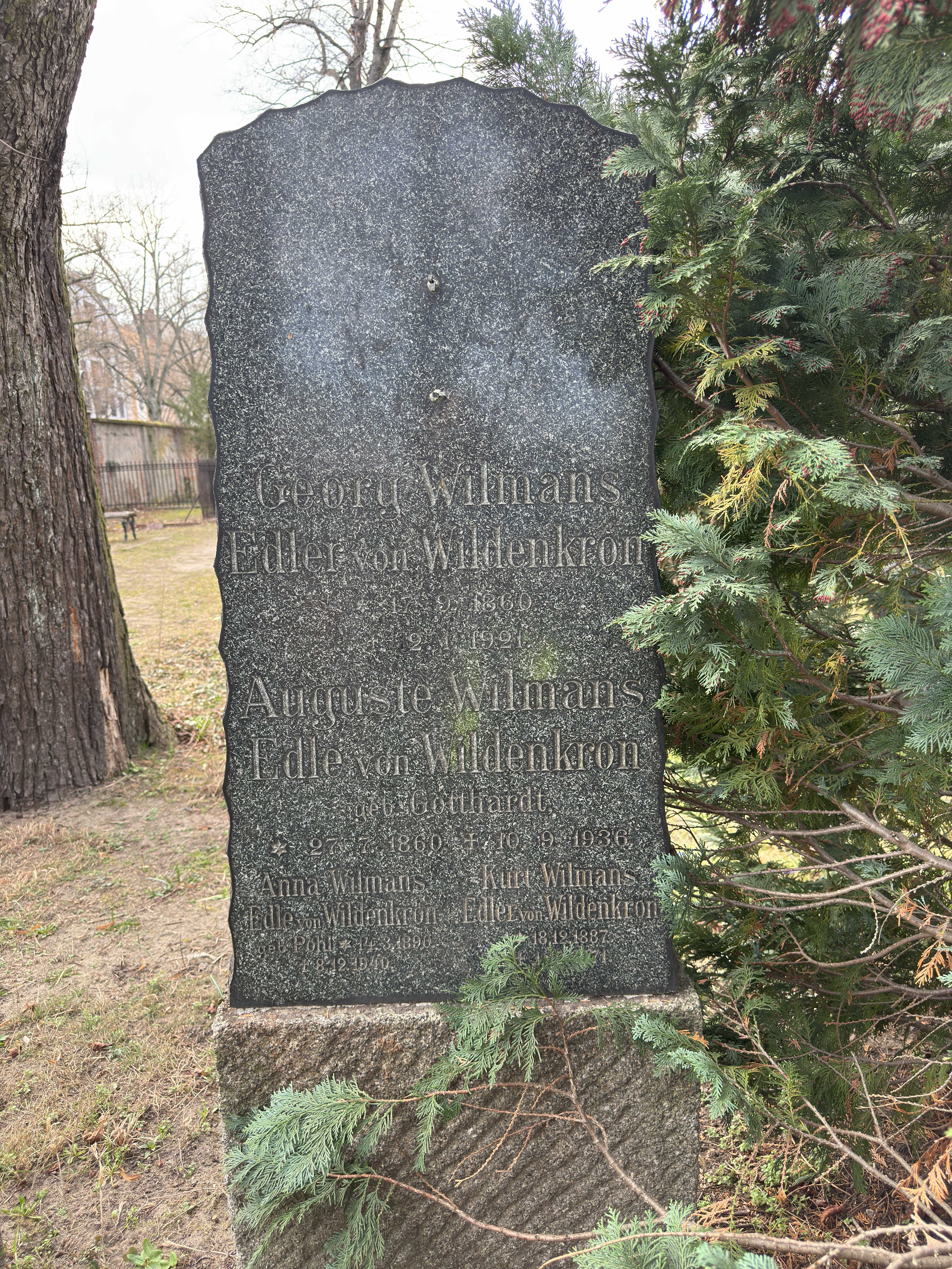 Grabstein Georg Wilmans Edler von Wildenkron, Friedhof III der Jerusalems- und Neuen Kirchengemeinde, Berlin-Kreuzberg, Deutschland