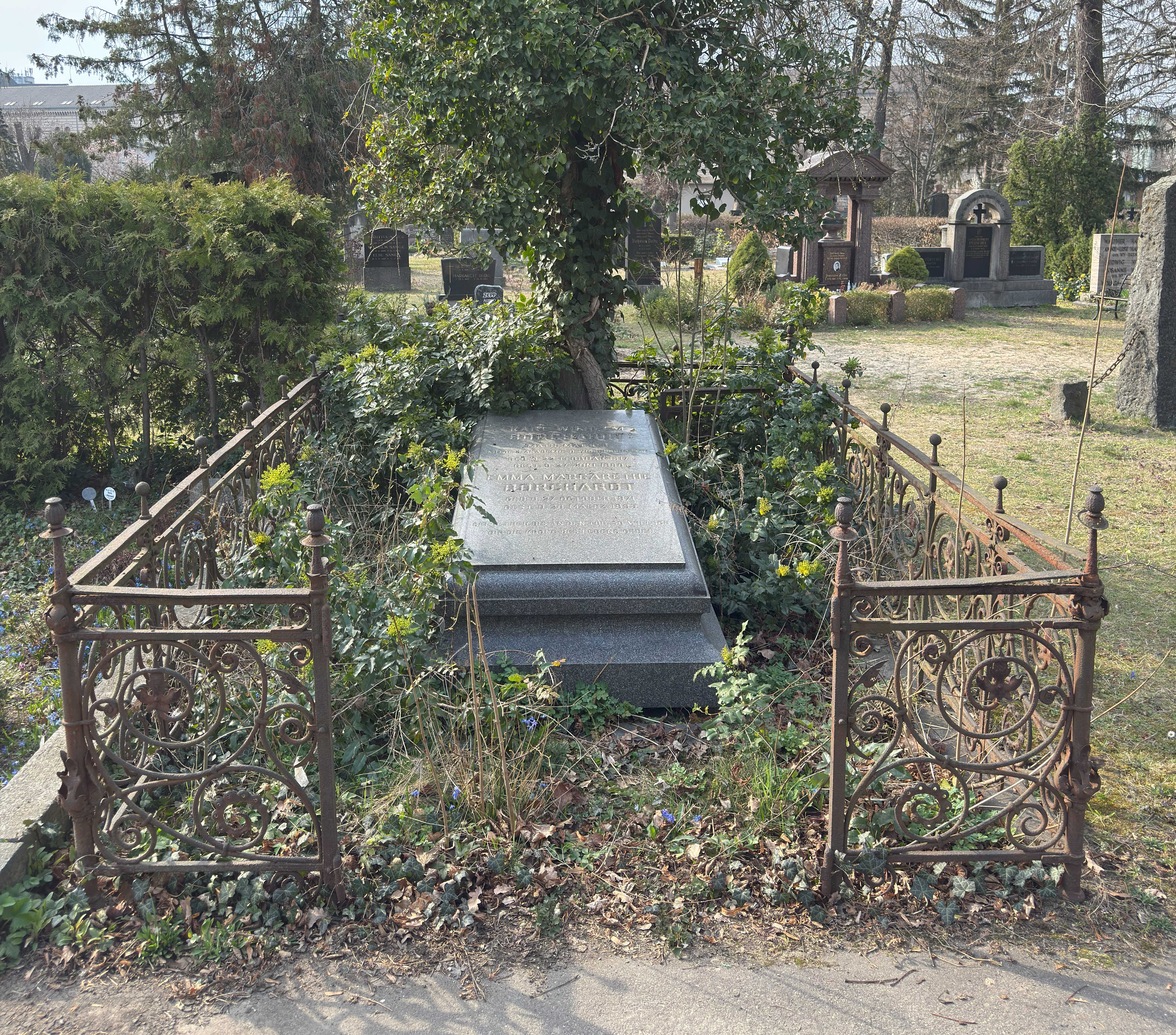 Grabstein Karl Wilhelm Borchardt, Friedhof III der Jerusalems- und Neuen Kirchengemeinde, Berlin-Kreuzberg, Deutschland