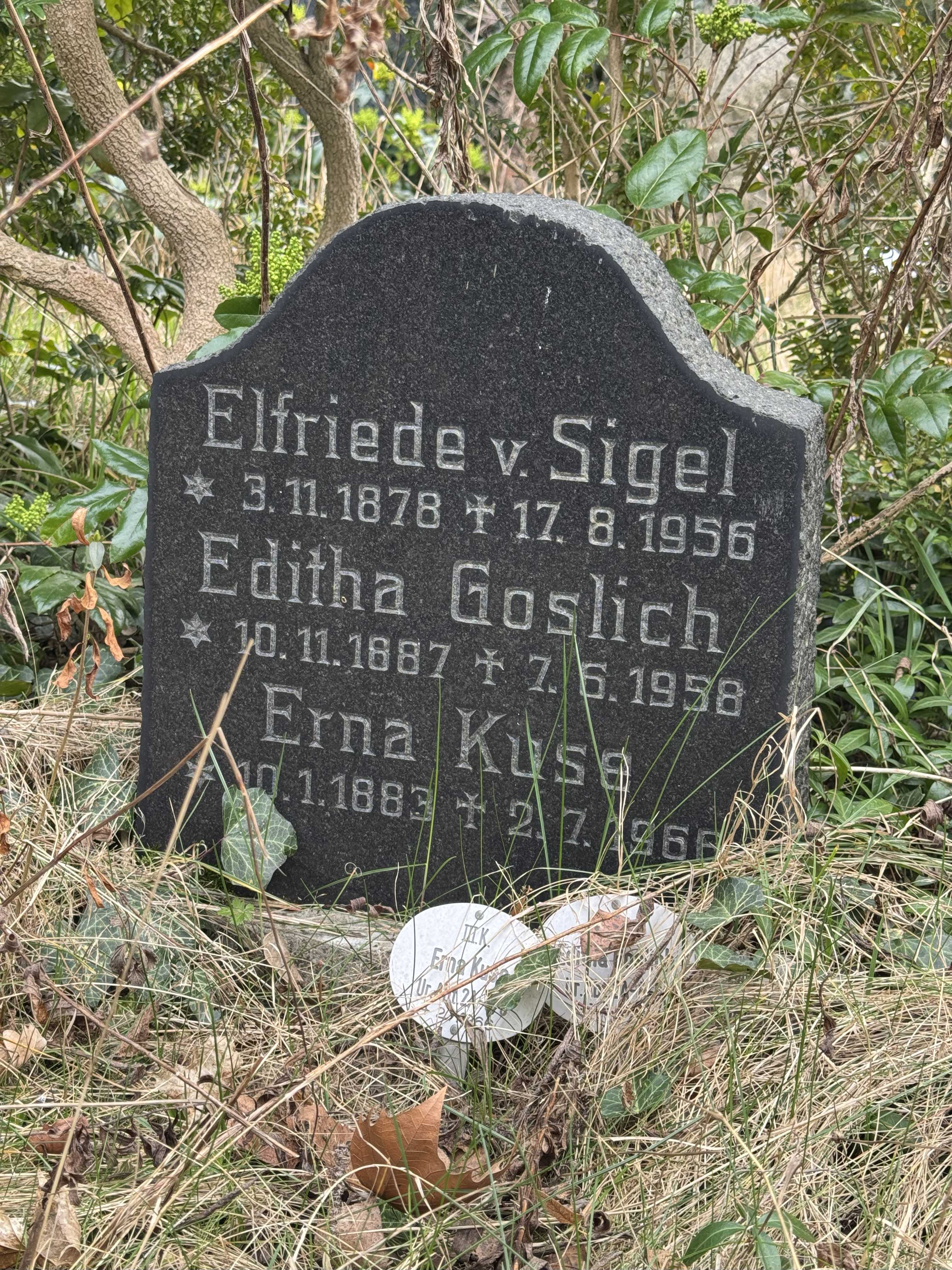 Grabstein Editha Goslich, geb. von Sigel, Friedhof III der Jerusalems- und Neuen Kirchengemeinde, Berlin-Kreuzberg, Deutschland