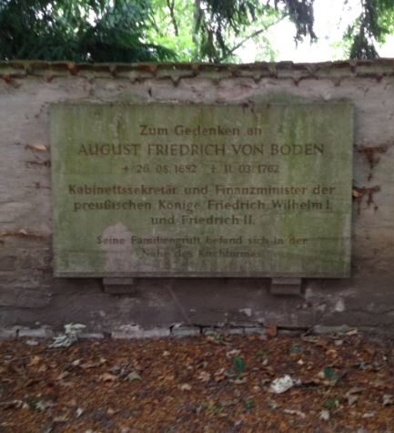 Gedenkstein August Friedrich von Boden, Friedhof Bornstedt, Brandenburg