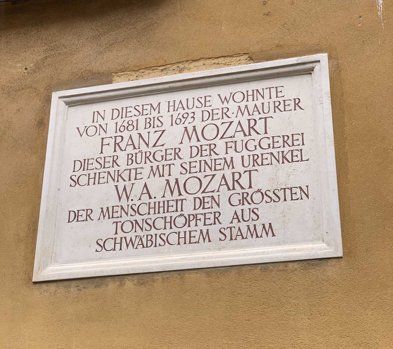 Gedenktafel Frank Mozart, Augsburg